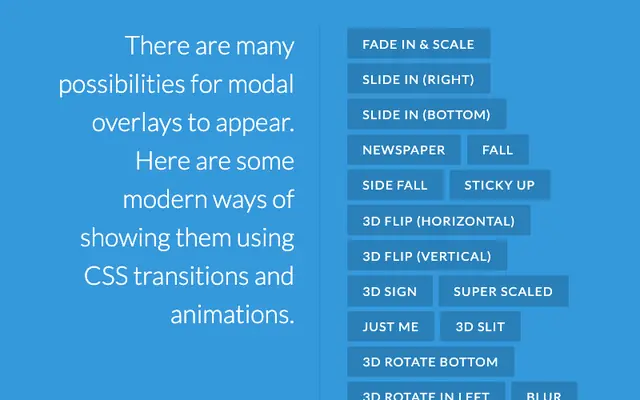 jQuery+CSS3过渡动画模态窗口特效